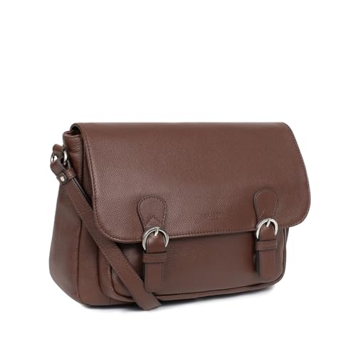 Hexagona Sac Gibeciere en cuir Ref 55614 Chocolat