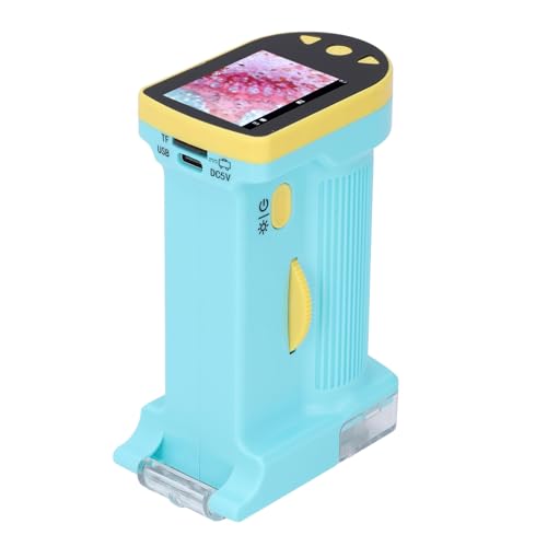 Image of Little Scientist Microscope, Handheld Pocket Miniscope with LED Light, Portable Mini Microscope for Educational Science, 32GB SD Card Included, Blue