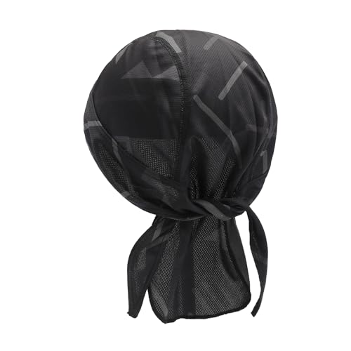 ZLYC Sweat Wicking Do Rags Skull Cap for Men Women Thin Dew Rag Bandana Cycling Helmet Liner Beanie Pattern Geometric Print
