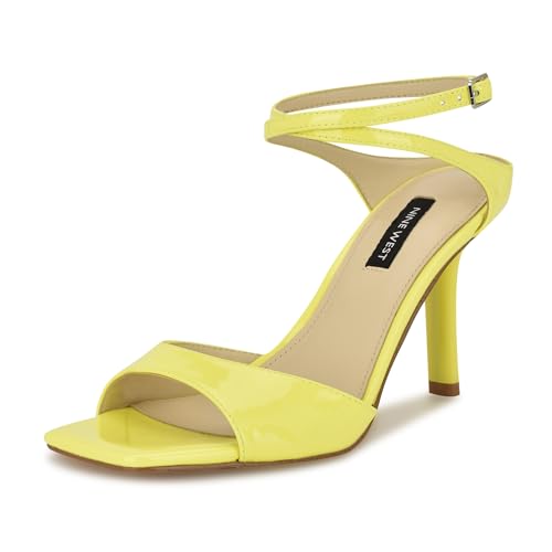 Nine West Women's Devans Heeled Sandal, Yellow Patent 700, 7