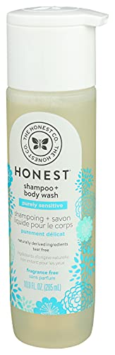 The Honest Company 2-in-1 Cleansing Shampoo + Body Wash | Gentle for Baby | Naturally Derived, Tear-free, Hypoallergenic | Fragrance Free Sensitive, 10 fl oz
