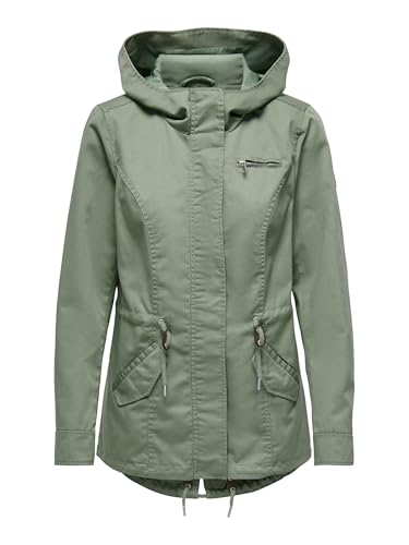 ONLY Damen Übergangs-Jacke ONLLorca Canvas Parka mit Kapuze 15216452,...