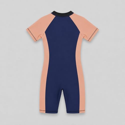 Image of A.T.U.N. (ALL THINGS UBER NICE) Girls One Piece Swimsuit with Front Zip Closure | Half Sleeve Athletic Swimwear with Knee Length Fit | Comfortable Pool and Beach Swimming Costume for Kids