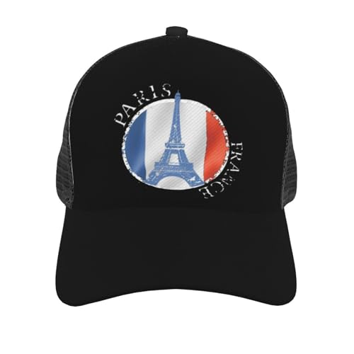 Paris France Peace Eiffel Tower Flag Mesh Baseball Cap - Classic Adjustable Peaked Cap, Trucker Hat for Men and Women2
