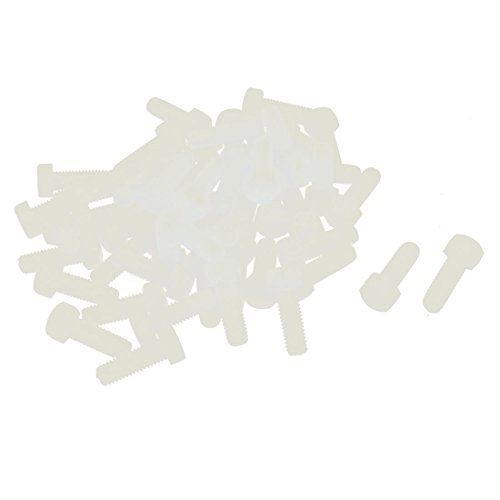 Image of uxcell M5 x 15mm Full Thread Nylon Metric Hex Head Cap Screw Bolt 50 Pcs