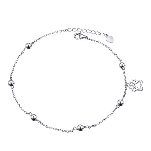 Image of FLYOW S925 Sterling Silver Anklet for Women Summer Boho Beach Charm Adjustable Foot Ankle Bracelet Jewelry Birthday Gift