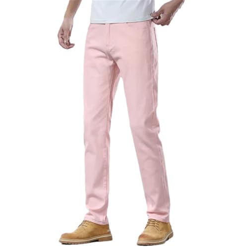 Men's Denim Pants Casual Slim Straight Solid Color Business Denim Pants