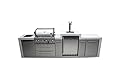 Mont Alpi MAi400-DKEG 32-Inch 4-Burner 78000 BTU Deluxe Stainless Steel Island Outdoor Kitchen Gas Barbecue Island Grill w/ 3 Beer Tap Kegerator Refrigerator Dispenser + Granite Countertops & Sides