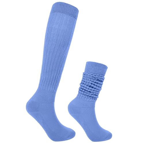 Image of Violet Mist women slouch socks thick colored knee high scrunch socks long stacked sock boot 80s 90s Novetly