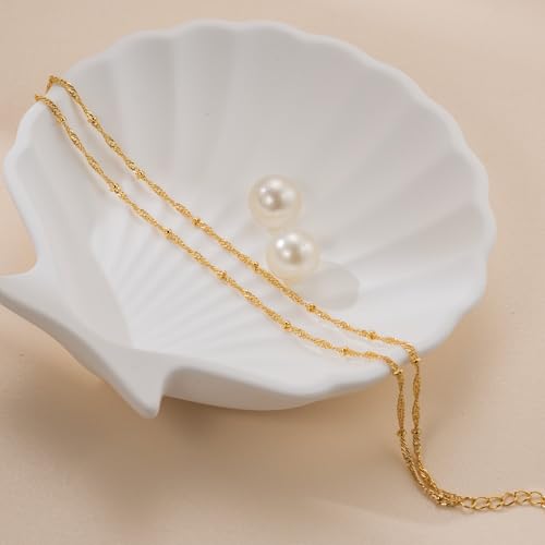 14K Gold Bracelets for Women Gold Bracelets for Women Beaded Bracelet for Womens Double-Layer Twisted Design Cuban Link Layered Bracelet for Womens Adjustable Size (7-8.6) in4