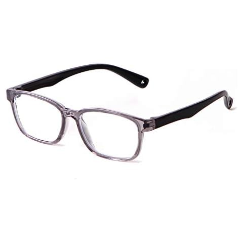 ADE WU Rechteck Kinder-Silikonbrille Ohne Stärke Blaulichtfilter, Weicher Brillenrahmen Anti Blaulicht Brillen Rahmen für Mädchen und Jungen Cover