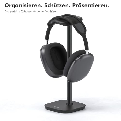 doenci Headset Halterung, Kopfhörer Ständer für Alle Over Ear Bluetooth Kopfhörer, Universal Kopfhörer Halter mit Gewichtete Basis + Aluminiumrohr, Gaming Headset Ständer Halter Schreibtisch Zubehör