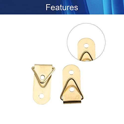 Image of Aicosineg 30Pcs Triangle Ring Picture Hangers Hardware Assortment Kit for Hanging Clock Paintings Picture Frame Home Decoration Artwork Creative Photo Hanging Solutions Golden Tone 1.49x0.43in