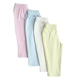 Baby Boys Girls Cotton Pants Set of 4 – Soft Elastic Waist Baby Bottoms in Pink, Blue, White & Yellow | Breathable Infant & Toddler Leggings for Everyday Wear