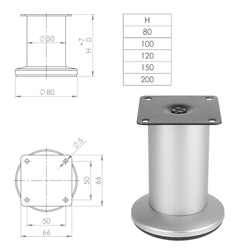 Patas de metal regulables de 200 mm para soporte universal de sofás 3