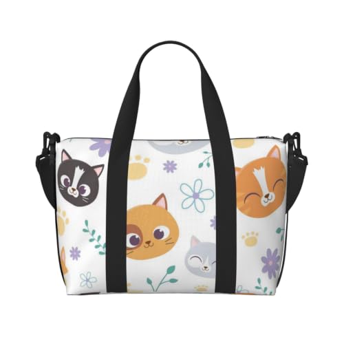 Sac de voyage pliable chat de dessin animé pour hommes et femmes en taille unique