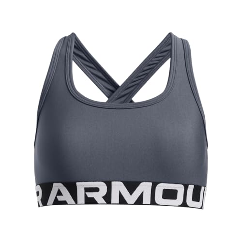 Image of Under Armour Kids Cross-Back Mid-Impact Sports Bra (Big Kid)