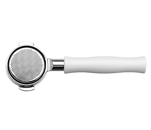 Image of Normcore 58mm Bottomless Portafilter for La Marzocco Espresso Machine - Non-Stick Coating, White Anodized Aluminum Handle - Basket Included
