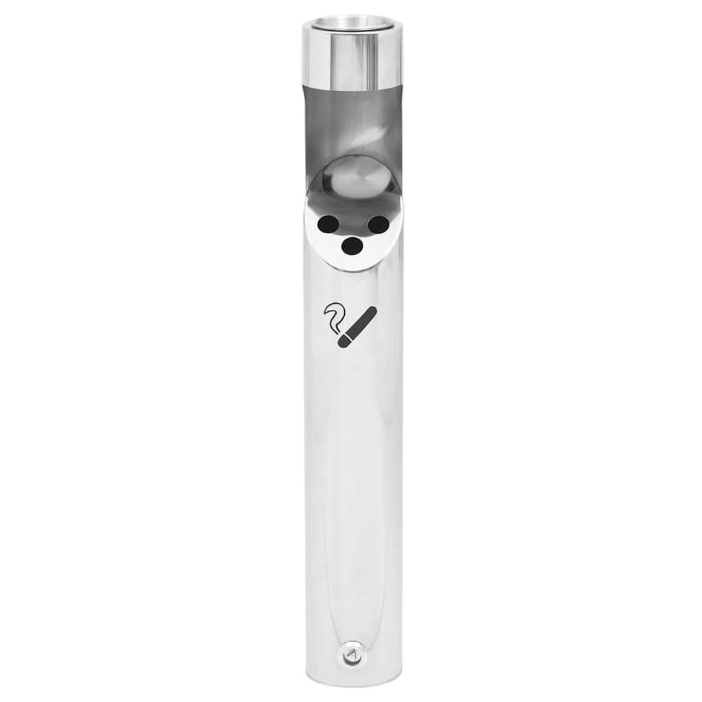 Posacenere da parete in acciaio inox, 9 x 60 cm, con piastra di fondo pieghevole, per pareti interne ed esterne, inodore, richiudibile, antivento, adatto per balcone, giardino, terrazza
