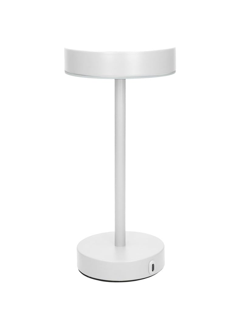BRANDANI Lampada Frisbee led con sistema touch con graduali livelli di intensità Ø12xh25 cm (Bianco opaco)