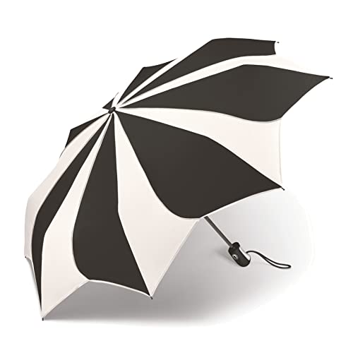Parapluie de poche automatique Pierre Cardin noir et blanc à motif tournesol
