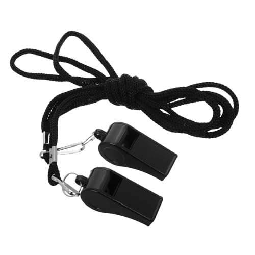 2 silbatos negros con cordón para árbitros y supervivencia