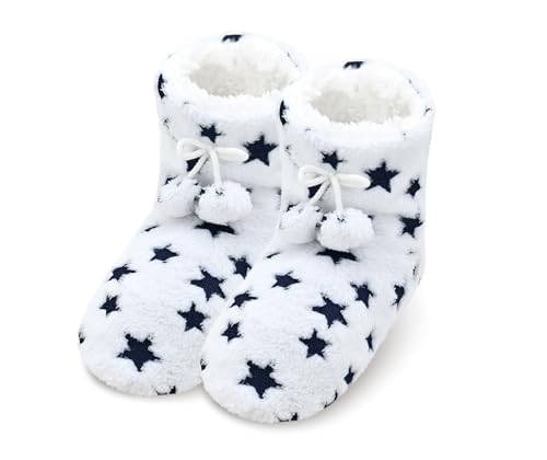 Image of Keyela Womens Slipper Socks With Soles, Fluffy Cozy Soft Non-Skid Bottom Slippers Booties For Ladies, Fuzzy Winter House Slippers