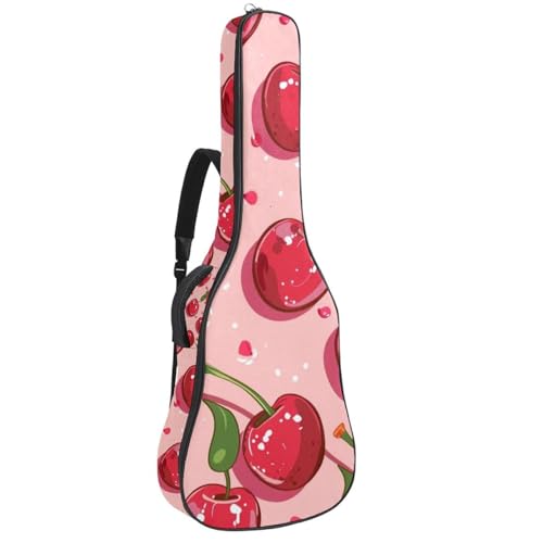 Housse guitare acoustique cerise rose pour cours de musique et studio