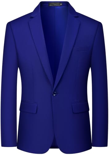 Image of MAGE MALE Men's One Button Suit Jacket Elegant Solid Color Blazers Slim Fit Lightweight Sport Coats Blazer