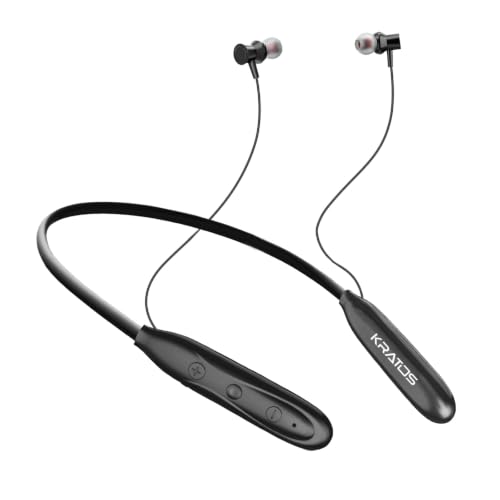 Image of Kratos Jazz Neckband Bluetooth Headphones with 55H Playtime, Deep Bass, Stereo Sound, HD Calls, Magnetic Earbuds, Voice Assistant, Type-C Fast Charging, Rich Audio, Comfort Fit Bluetooth Neckband