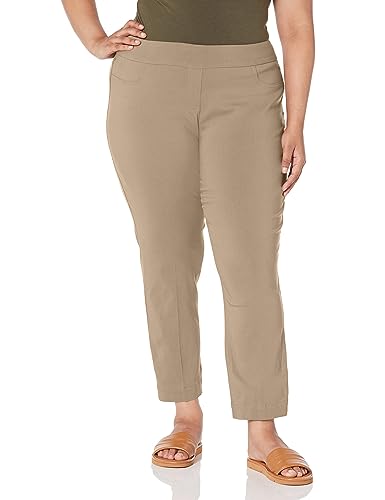 SLIM-SATION Women's Wide Band Pull On Ankle Pant with Tummy Control