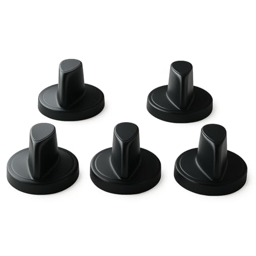 Image of Gas Stove Knobs Replacement (5 Pack) | Heat Resistant Push-On Control Knobs for Gas Stove, Cooktop & Oven | Easy Install Black