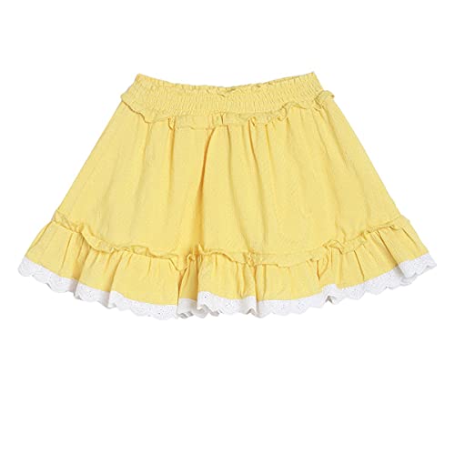 Image of miniklub Girls Yellow & White Solid Sustainable Flared Skirt