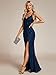 Ever-Pretty Women's Glitter Sleeveless V-Neck Formal Wedding Guest Dresses Sexy High Split Bodycon Prom Dress Evening Gown Navy Blue US12