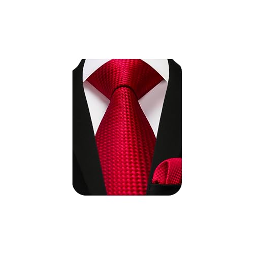 Enlision Red Tie Boys Necktie with Pocket Square Set Red Kids Ties for Boy Classic Formal Neck Strap Youth Tie for Kids Teen Party School