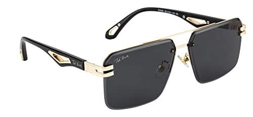 Image of Ted Smith and Stylish Pilot Sunglasses For Men Women | Half Rim & 100% UV Protection | Grey Lens & Metal Frame | Medium | (56-20-140)