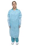 US Surgitech Blue Disposable Isolation Gowns, PPE Disposable Lab coats, Non-Woven, PPE Gowns, Knee-Length, Latex-Free Gowns for Dental and Medical, Universal Size, Polyethylene, Comfortable, 25 Pack