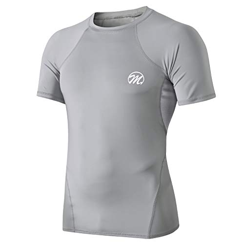 Preisvergleich Produktbild MEETWEE Kompressionsshirt Herren, Sportshirt Laufshirt Kurzarm Funktionsshirt Atmungsaktiv Kurzarmshirt Sports Shirt Trainingsshirt fürMänner (Grau, S)