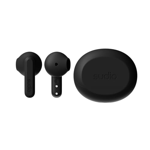 Image of Sudio A3 All-Day Wireless Earbuds - 25H Playtime, Bluetooth Earphones 5.4, Sweat & Splashproof, Balanced Sound, Clear Calls with Enhanced Mics, USB-C Charging, Made from Recycled Plastics (Black)
