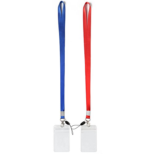 Youowo 2 Pack Lanyard With Id Badge Holder Blue Red Lanyards For Id Card Holder Neck Office Lanyards For Id Badges Name Tag Card Holders #TOP6