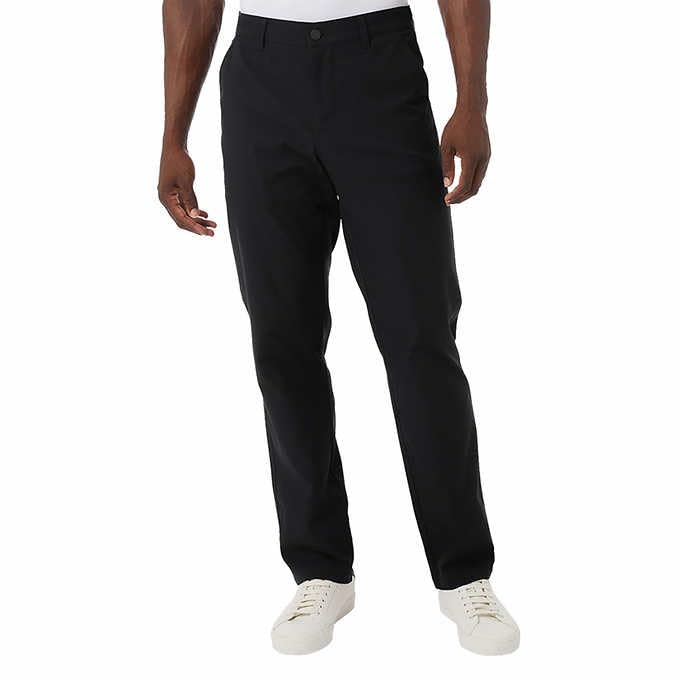 32 Degrees Men’s Twill Tech Pant with Front Hand Pockets and Zipper Closure Back Pockets | Black, 40x29