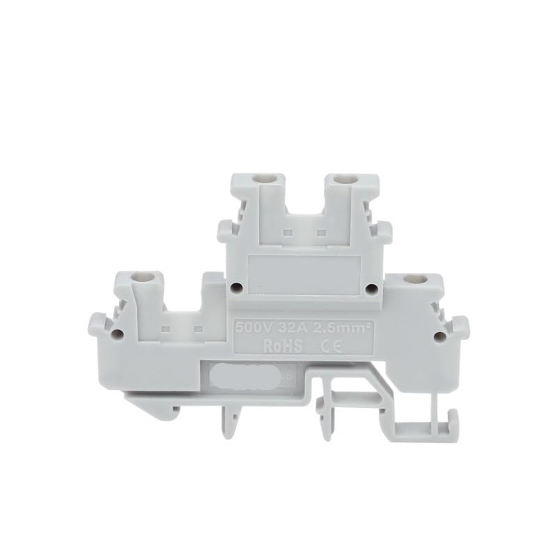 10 MBKKB-2.5 Screw Double-Deck DIN Rail Terminal Blocks, 2.5 mm² Wire Connector, Straight 2-Deck MBKKB2.5(MBKKB2.5-Gray)