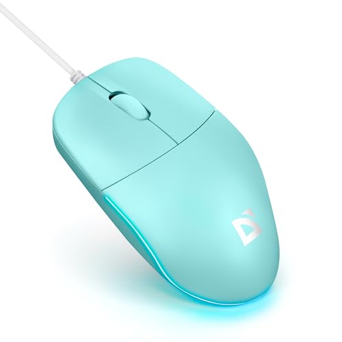 Defender Azora MB-241 Kabelgebundene Maus 1200 DPI Optische USB Maus mit Regenbogen LED Beleuchtung Symmetrische Full-Size Büro Maus für PC Laptop Plug & Play (Blau)