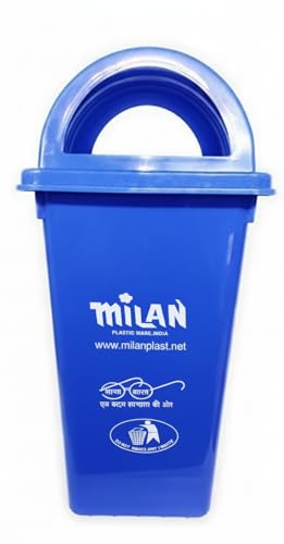 Image of Milan Plastic Garbage Dustbin With Dome Lid 60 Litre Blue