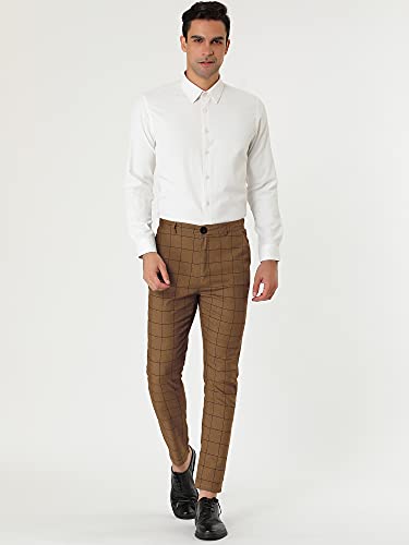 Lars Amadeus Men's Dress Plaid Slim Fit Flat Front Business Pants with Pockets3