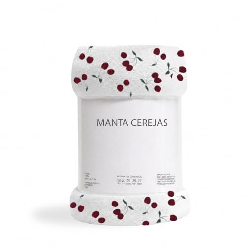 Mantinha Cobertor Casal Manta Microfibra Ant Alergica Macia Cerejas Soft 2,00x2,20