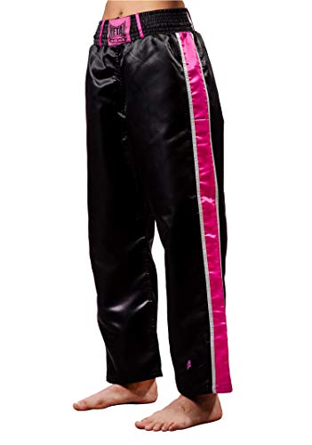 METAL BOXE Pantaloni Kickboxing, Taglia 160 cm, Colore: Nero/Fucsia