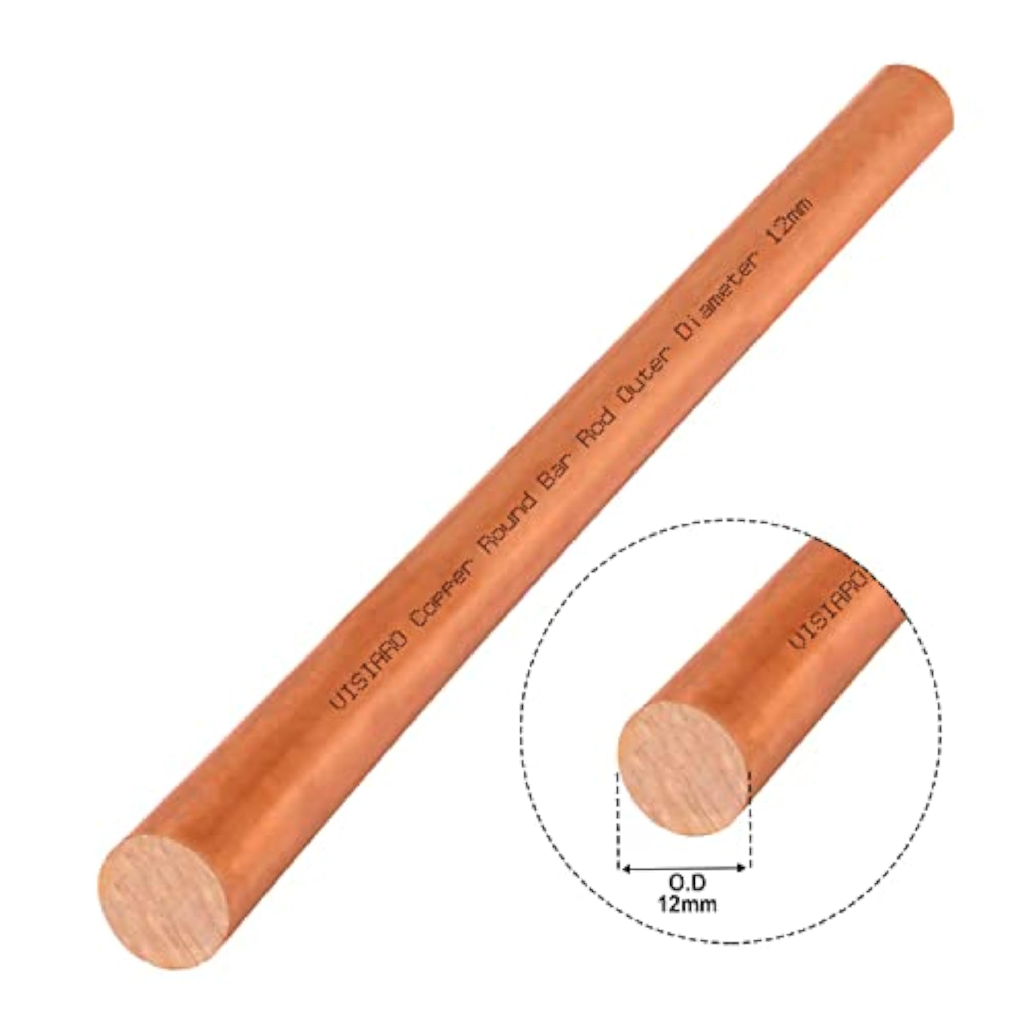 Solid Pure Copper Round Bar Rod, 1ft, 99.9% Purity