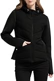 Orolay Women's Quilted Puffer Jacket Lightweight Patchwork Sleeves Coat Hooded Zip Up Jacket for Outdoor, Hiking Black X-Large