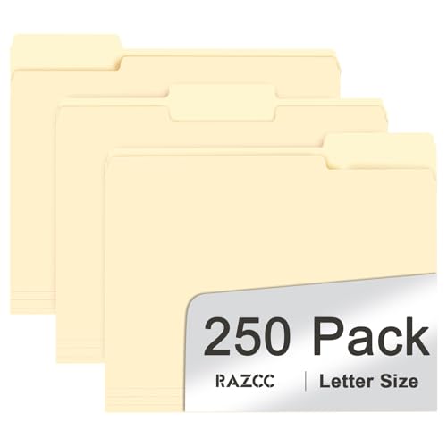 File-Folder-RAZCC-250-Pack-13-Cut-Tab-File-Folders-Letter-Size-Manila-Folders-Folders-with-Tab-Great-for-Organizing-and-Easy-File-Storage File Folder, RAZCC 250 Pack 1/3 Cut Tab File Folders Letter Size, Manila Folders, Folders with Tab, Great for Organizing and Easy File Storage - Image 1